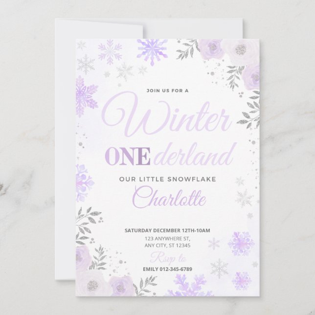 Hiver ONEderland Purple Snowflake 1ère Invitation (Devant)
