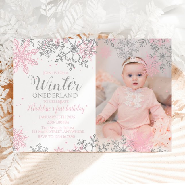 Hiver ONEderland Snowflake Photo Invitation (Créateur téléchargé)