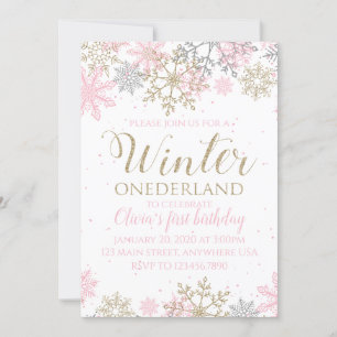 Hiver Onederland Snowflake Premier Invitation d'an