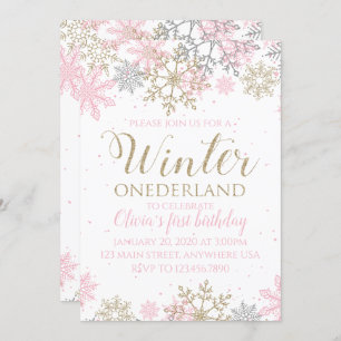 Hiver Onederland Snowflake Premier Invitation d'an