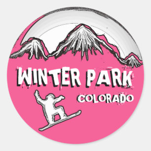 Hiver Park Colorado thème rose stickers snowboard