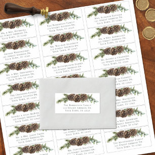 Hiver Pine Cone Mariage Étiquettes de adresse invi