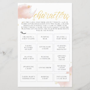Hiver Rose Aquarelle Baby shower Personnages du je