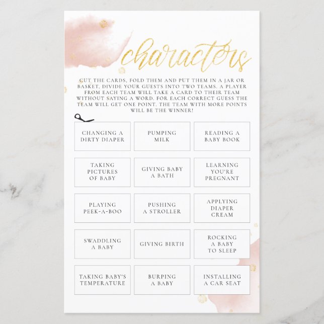 Hiver Rose Aquarelle Baby shower Personnages du je (Devant)