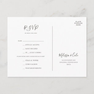 Hiver rustique Carte RSVP Choix du menu de charb
