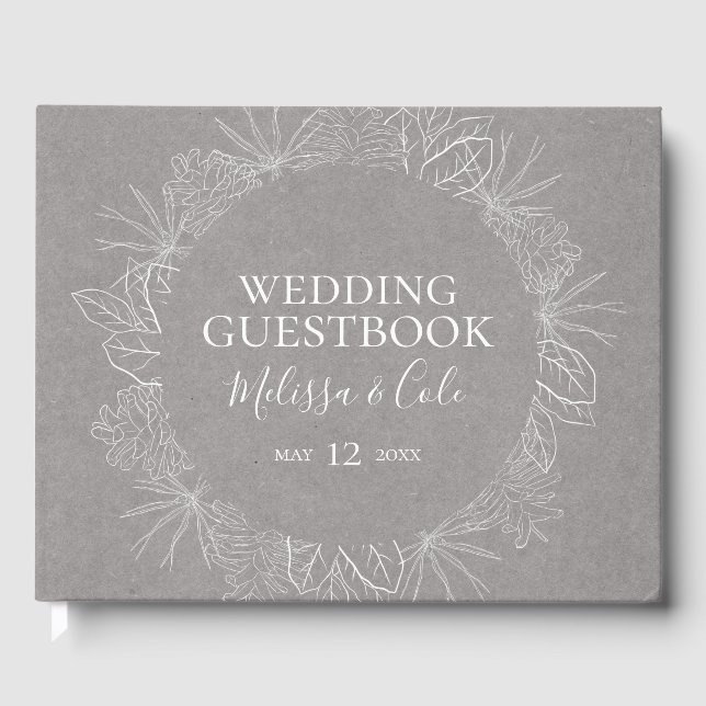 Hiver rustique | Livre d'invité Mariage gris (Recto)