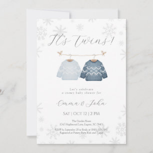 Hiver Ses frères jumeaux Baby shower Invitation