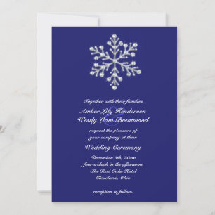 Hiver Snowflake Faire-part de mariage 2 indigo