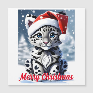 Hiver Snowy Père Noël mignonne Snow Leopard Cub No