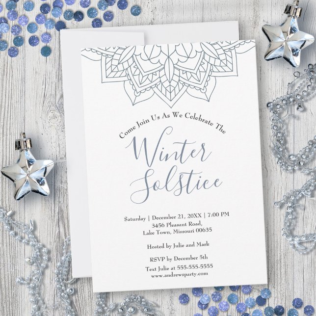 Hiver Solstice Neige Flake Mandala Yule Invitation (Créateur téléchargé)