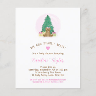 Hiver Teddy Bear Girl Baby shower Invitation