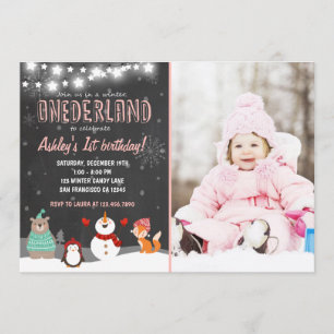 Hiver UN derland fête d'anniversaire invitation ro
