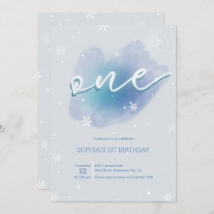Hiver Un Froid 1er Anniversaire Invitation Neige