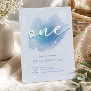 Hiver Un Froid 1er Anniversaire Invitation Neige