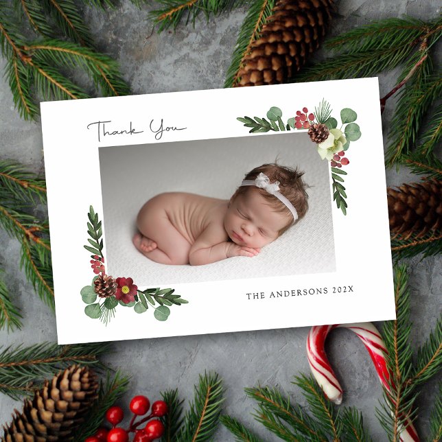 Hiver vintage Floral - Merci plat (Vintage Floral Winter - Flat Thank You)