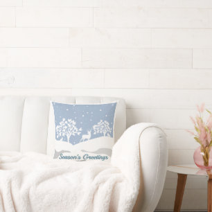 Hiver Wonderland Bonnes Fêtes Jeter Oreiller