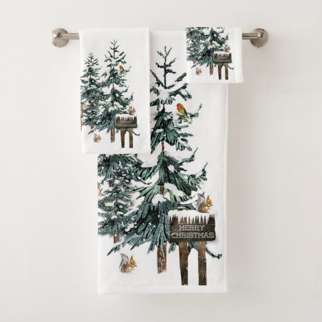Hiver Wonderland Forest Cerfs Pins Arbres (En situation)