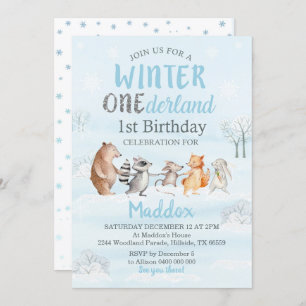 Hiver Woodland 1er anniversaire Invitation hiver