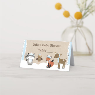 Hivernal Bois Animaux Bleus Tableau Numéro Cartes