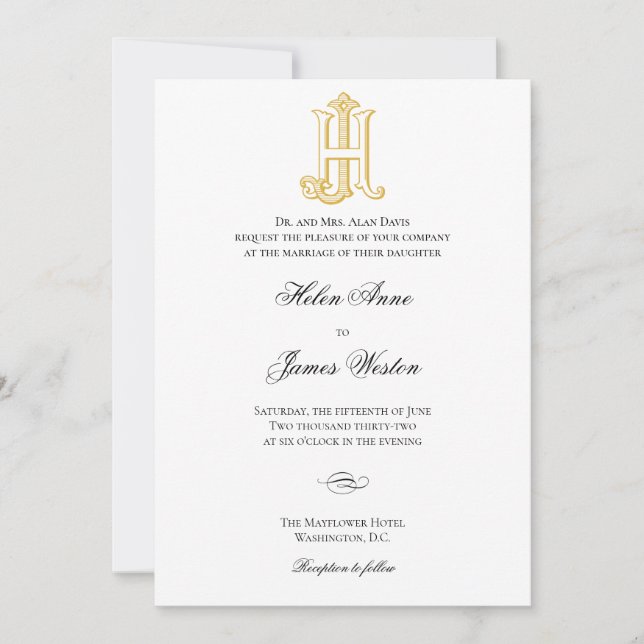 HJ Monogramme ou JH Monogramme Invitations de mari