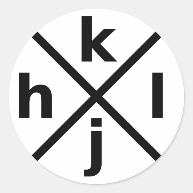 hjkl pour Hackers Vi/Vim Hardcore - Sticker Rond (Devant)