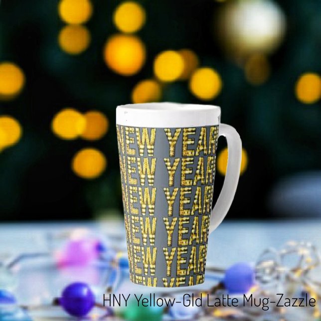 HNY Yellow Gld Latte Mug (Créateur téléchargé)