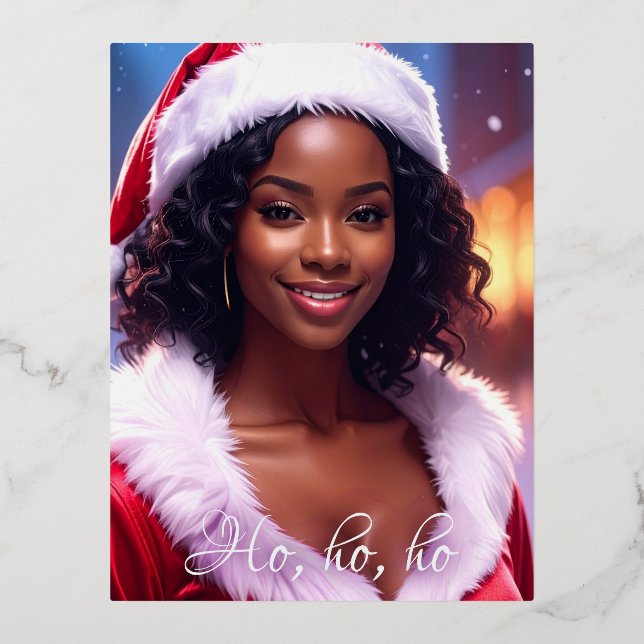 HO HO - Carte de voeux de Noël pliée (Recto)