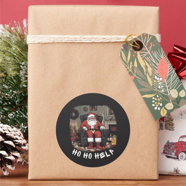HO HO HELP HOARDER PÈRE NOËL autocollant (vacances)