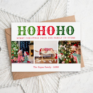 Ho Ho Ho   3 Photo Collecte Carte de vacances magn