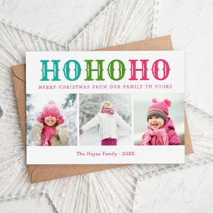 Ho Ho Ho   3 Photo Collecte Carte de vacances magn