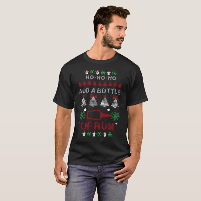 Ho Ho Ho ajoutez une bouteille de T-shirt de rhum (Devant entier)