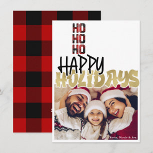 HO HO HO Carte de Noël Grunge Holiday Gold pour ph