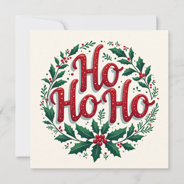 Ho Ho Ho Christmas Wreath Typography Design (Devant)