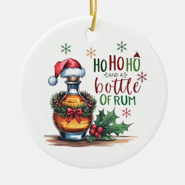 Ho Ho Ho Et Un Ornement Bouteille De Rhum (Devant)