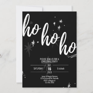 Ho Ho Ho Fête de Noël Invitation Black moderne