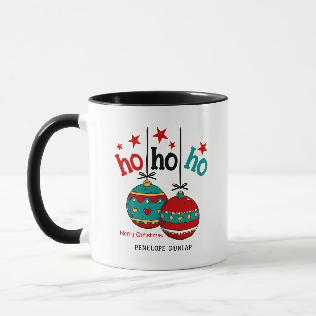 Ho Ho Ho Hanging Noël Ornements Festive Mug (Gauche)