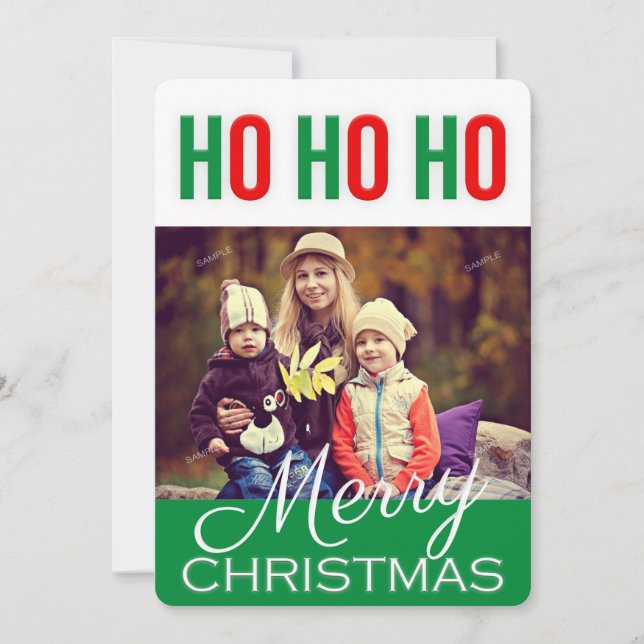 HO HO HO Holiday Christmas Greys Carte photo (Devant)