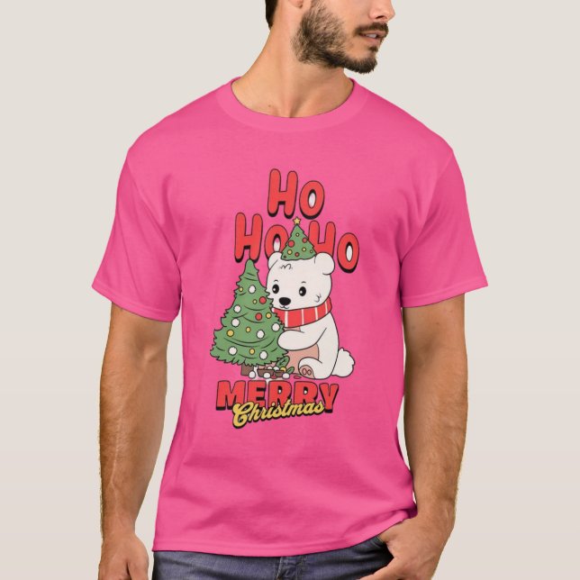 Ho Ho Ho ! Joyeux T-shirt de conception d'ours pol (Devant)