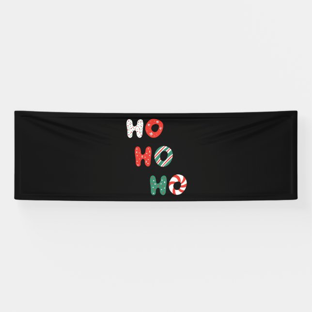 Ho Ho Ho Noël 2.5x8 Bannière en Vinyle (Horizontal)