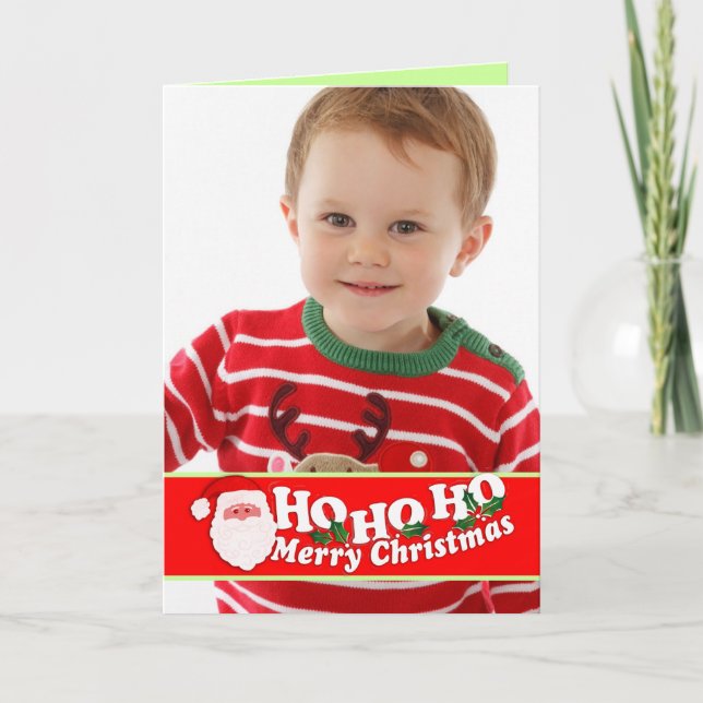Ho Ho Ho Noël rouge ajouter votre carte photo (Devant)