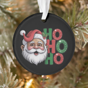 Ho Ho Ho Père Noël Noir Rétro Vintage Paillettes A