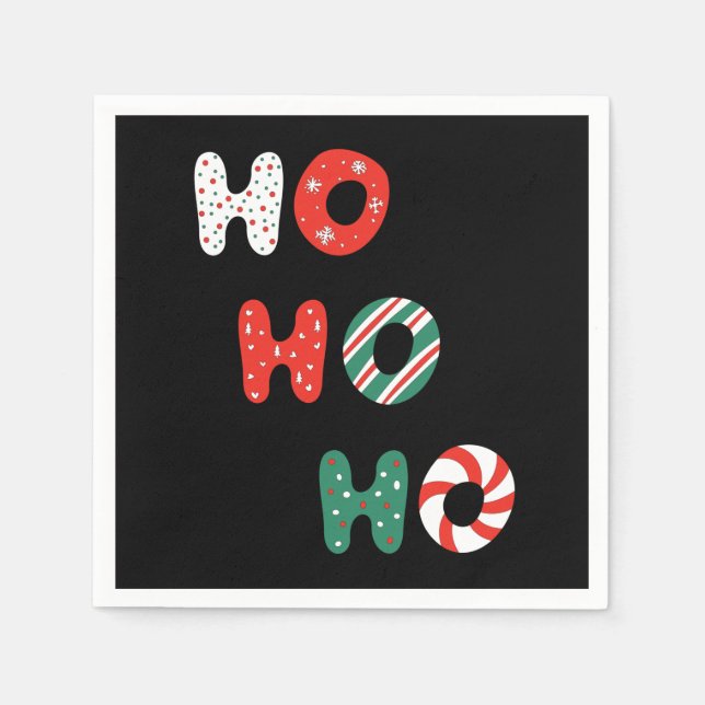 Ho Ho Ho serviettes en papier 3 plis de Noël (Devant)