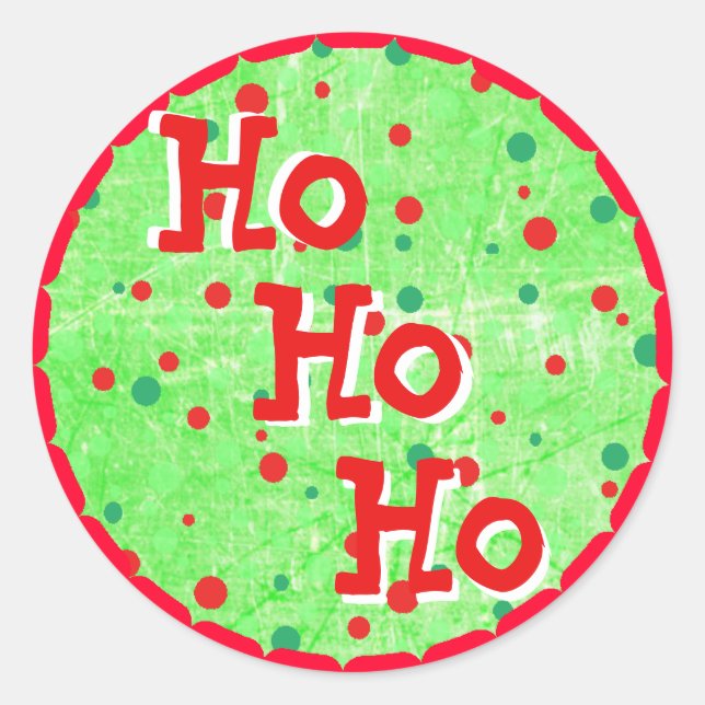 Ho Ho Ho Stickers de Noël rouge et vert (Devant)