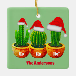 Ho Ho Ho Trois Cactus Ornement de Noël Personnalis