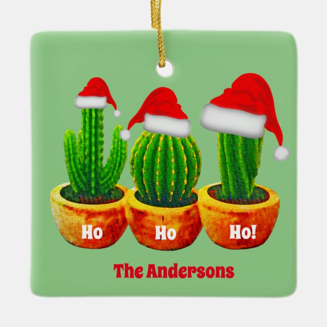 Ho Ho Ho Trois Cactus Ornement de Noël Personnalis (Devant)