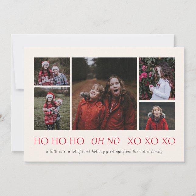 HO HO HO XO XO XO Carte de vœux de vacances tardiv (Devant)