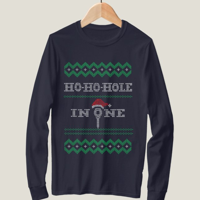 Ho Ho Hole in One Golfmas Golf Lover Mens T-Shirt (Fun golf theme christmas long sleeve)