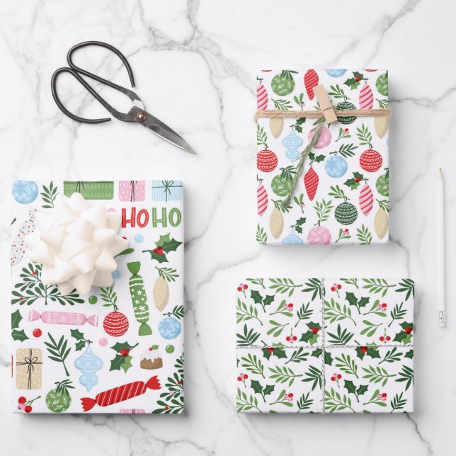 Ho Ho Holly Envelopper les feuilles de papier (Recto)