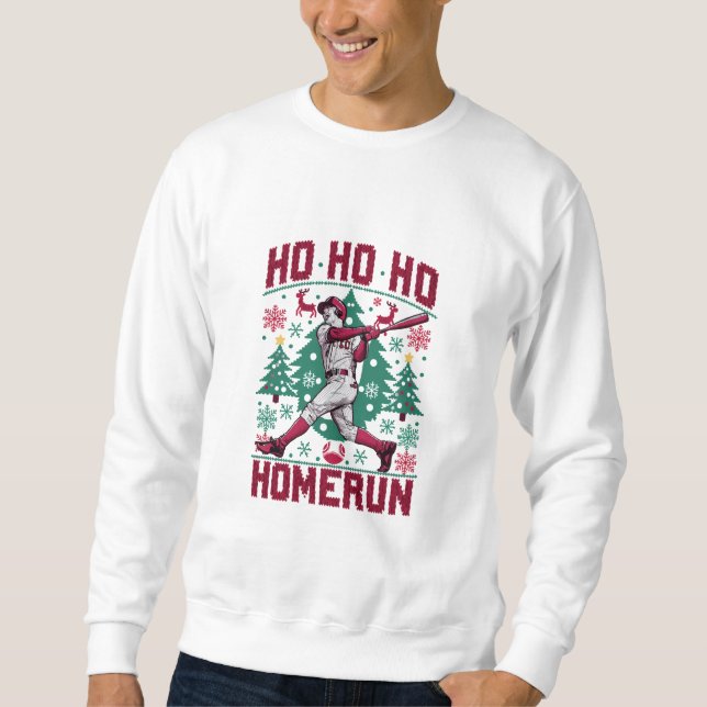 Ho Ho Homerun Baseball Laid Christmas Sweat (Devant)