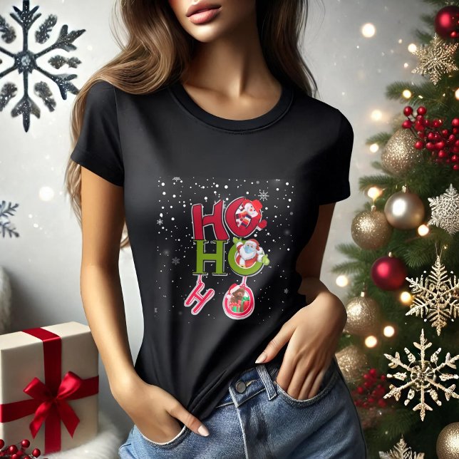 HO HO Noël noir drôle T-shirt (Créateur téléchargé)